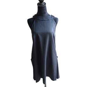 HACHE Black Wool Halter Dress with Pockets Size 44 w/Pockets